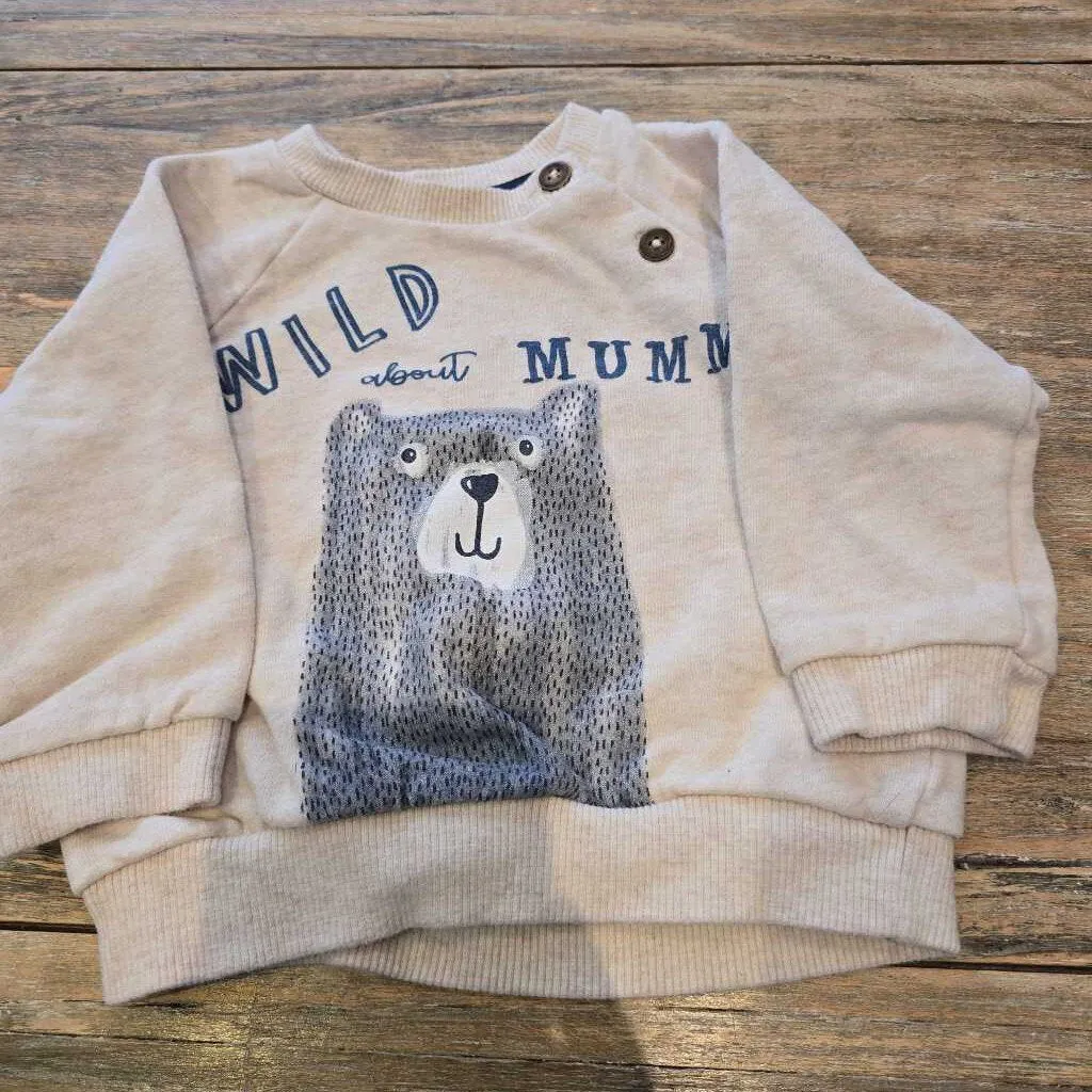 Fred & Flo wild about mommy bear sweatshirt 3-6m