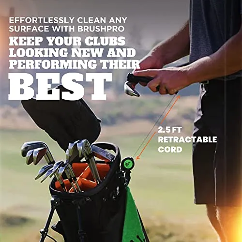 Frogger BrushPro Golf Club Cleaner with Ergonomic Grip and Retractable Cord | Sturdy Golf Brush and Groove Cleaner with Advanced Scrub Cleaning Technology for Professional Golfers | Blue