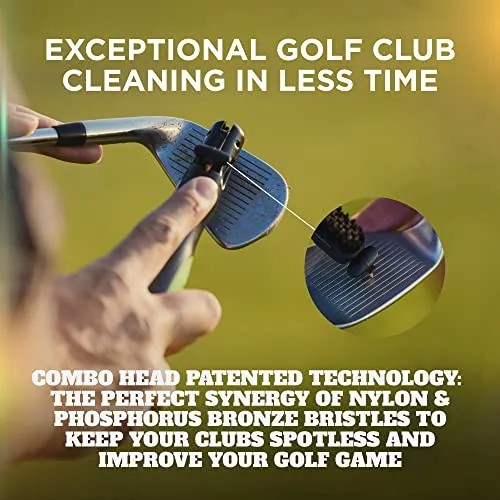 Frogger BrushPro Golf Club Cleaner with Ergonomic Grip and Retractable Cord | Sturdy Golf Brush and Groove Cleaner with Advanced Scrub Cleaning Technology for Professional Golfers | Blue