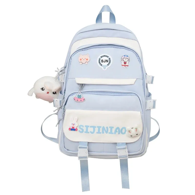 Girl Pink Harajuku Kawaii Badge Book Bag Women Travel School Bags Female Cute Nylon Laptop College Backpack Lady Student Fashion