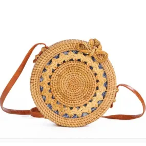 Hand-Woven Rattan Bag Embroidery Shoulder Crossbody Bags