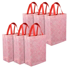 Heart Home Shopping Handbag | Grocery Handbag | Shopping Bag | Grocery Shopping Bag | Reusable Shopping Bags | Vegetable Bag | Star-Print Carry Bag | Pack of 6 | Pink