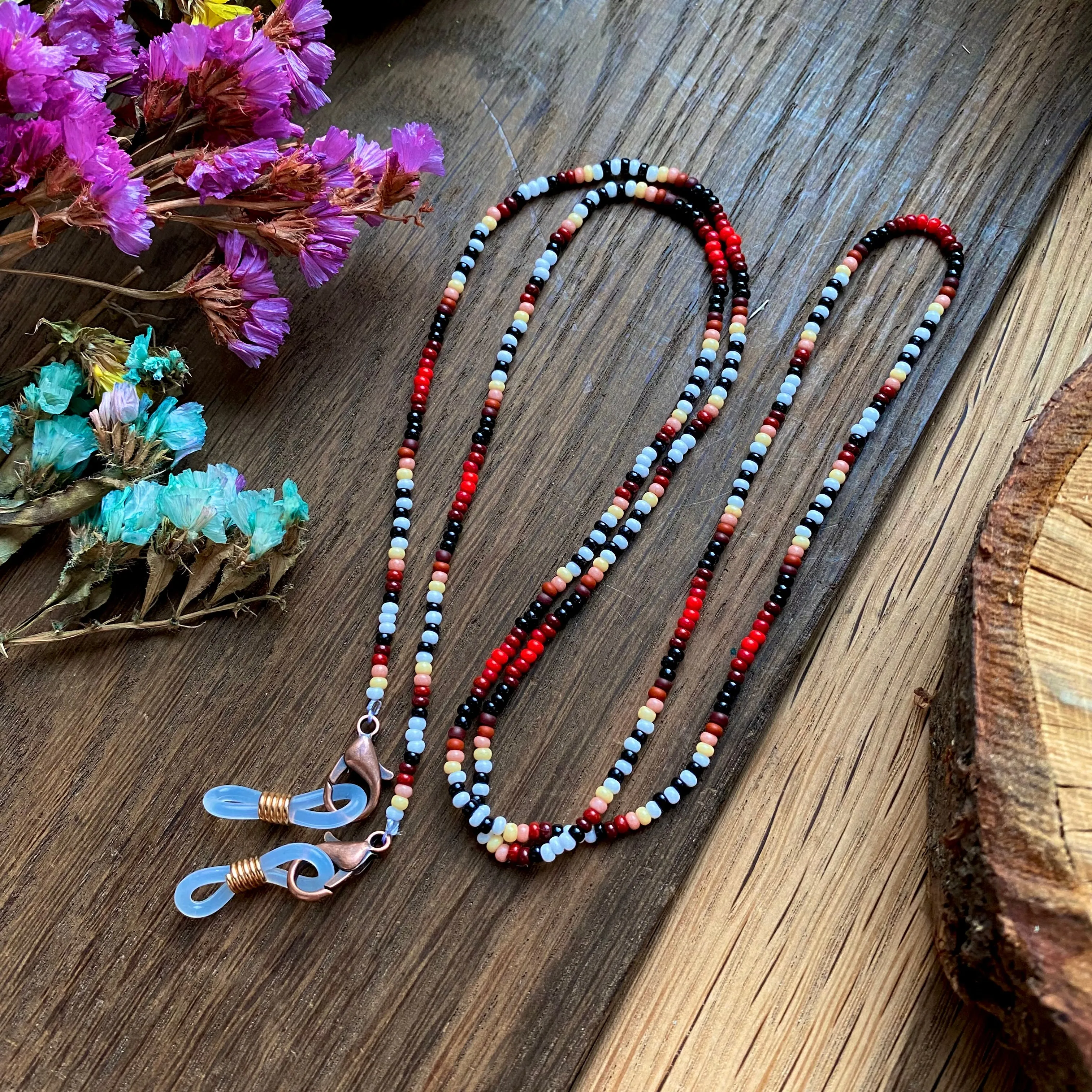 Hippie Boho Dainty Indigenous seed beaded Glasses Chain Native inspired, Face Mask Chain, Ethnic Strap, Beaded Eyeglass holder, Teacher Lanyard, Sunglasses chain