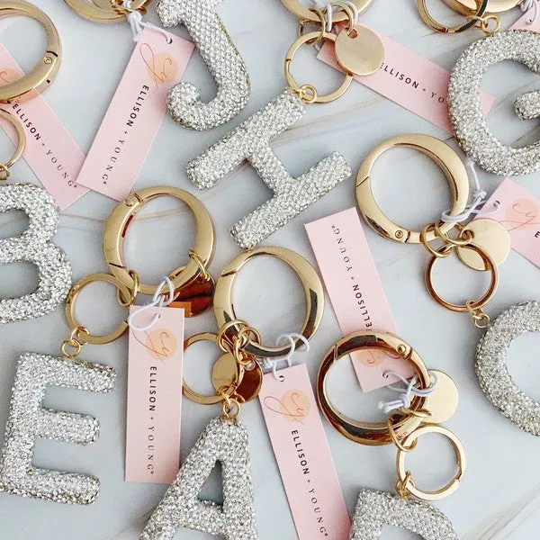 It Girl Glam Initial Key Chain - Crystal Clear