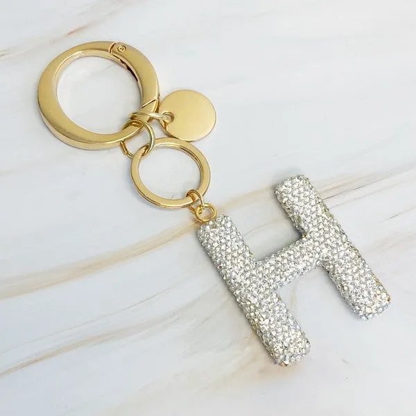 It Girl Glam Initial Key Chain - Crystal Clear