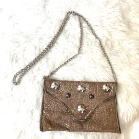 JJ Winters Metallic Pebbled Crossbody with Chain