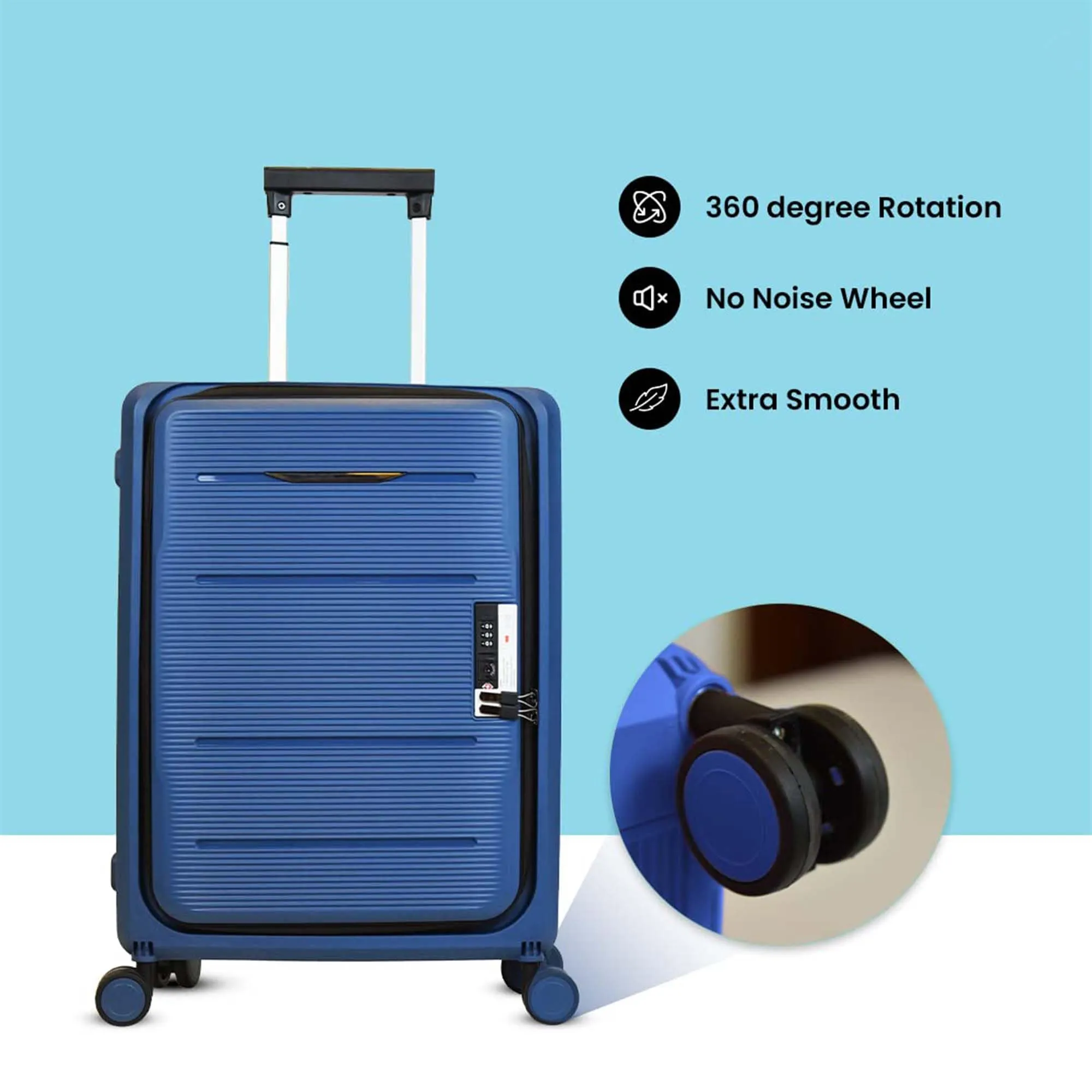 Kuber Industries 22inch Lightweight Collapsible Cabin Trolley Bags with 360 Degree Wheels | Expandable Carry-On Cabin Luggage Suitcase | Lock Foldable Bag for Travel | USHA20N-Navy Blue