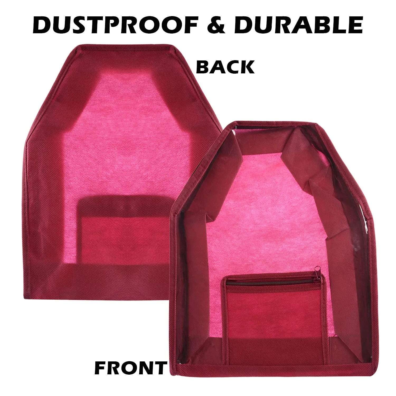 Kuber Industries Blouse Cover | Non Woven Foldable Wardrobe Organizer For Woman | Cloth Organizer Top Transparent & One Small Pocket | Pack of 3 | Maroon