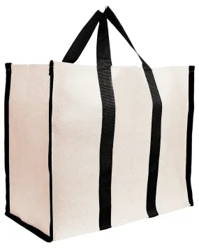 Kuber Industries Canvas Shopping Bags/Grocery Bag for Carry Grocery, Fruits, Vegetable with Handles (Black) 54KM4013