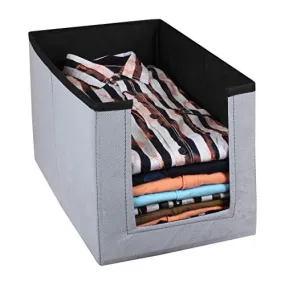 Kuber Industries KUBMART11304 Non Woven Shirt Stacker/Shirt Organizer Wardrobe Organizer (Grey and Black)