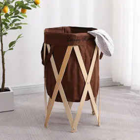 Kuber Industries Laundry Basket With Foldable Wooden Stand|Stylish Laundry Hamper, Organizer|Idol For Home D?cor, Storing Dirty Clothes, Toys (Brown)