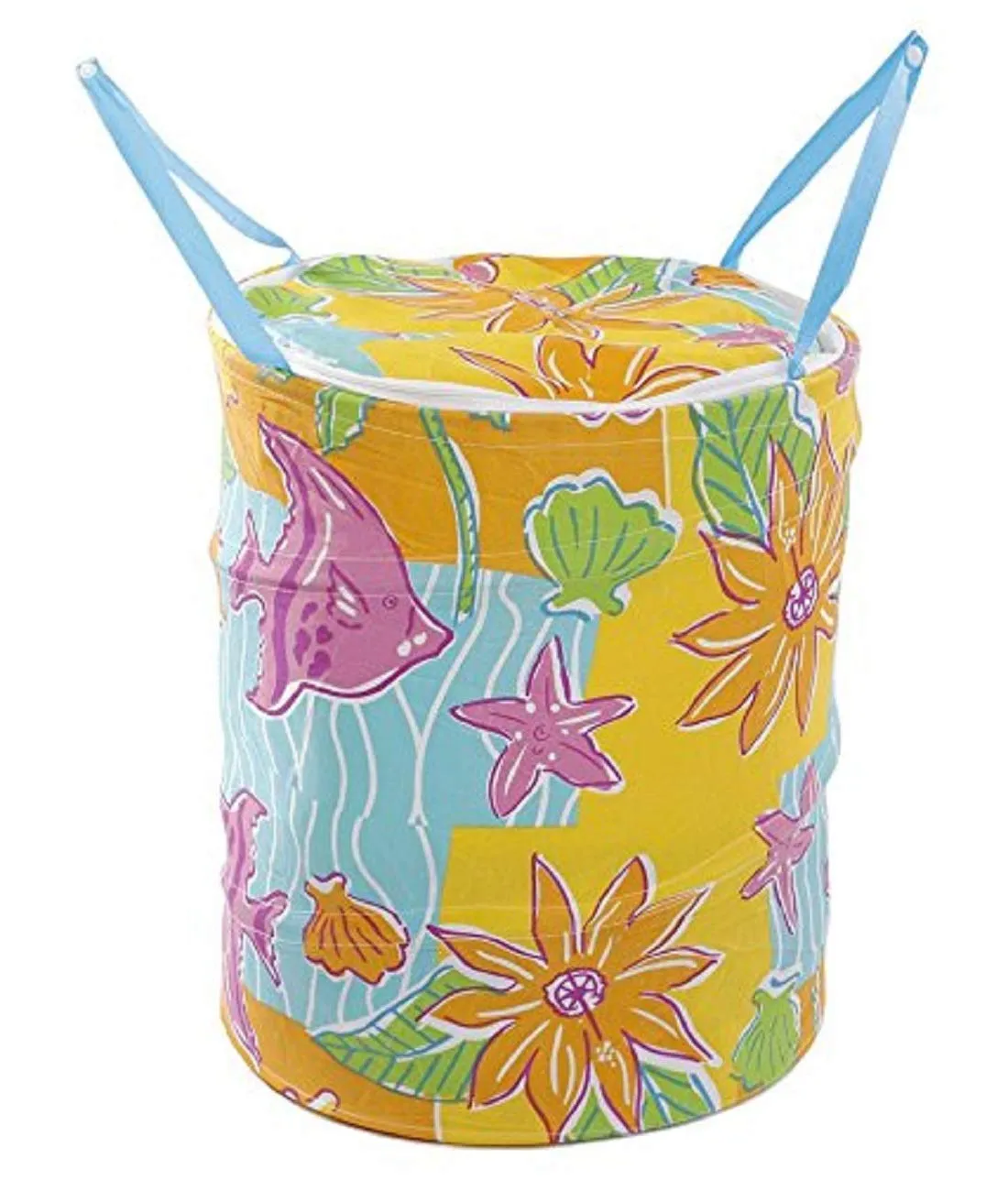 Kuber Industries Round Cloth Foldable Laundry Basket Bag, Volume:-30L,Multi Color,Cotton