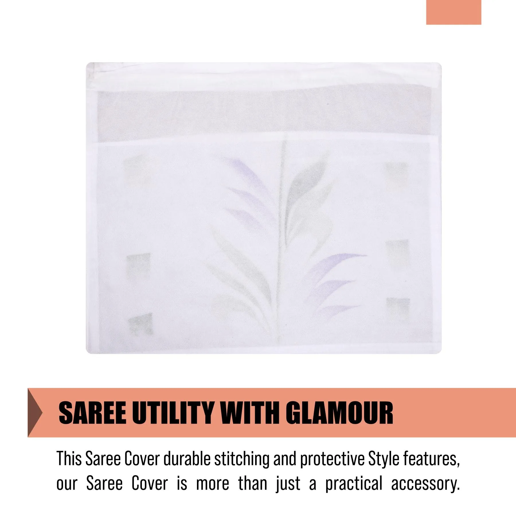 Kuber Industries Saree Cover | Clothes Storage Bag | Single Packing Saree with Zip Closure | Wardrobe Organizer | Cloth Stoarge Organizer | Brush Design | Pack of 24 | White