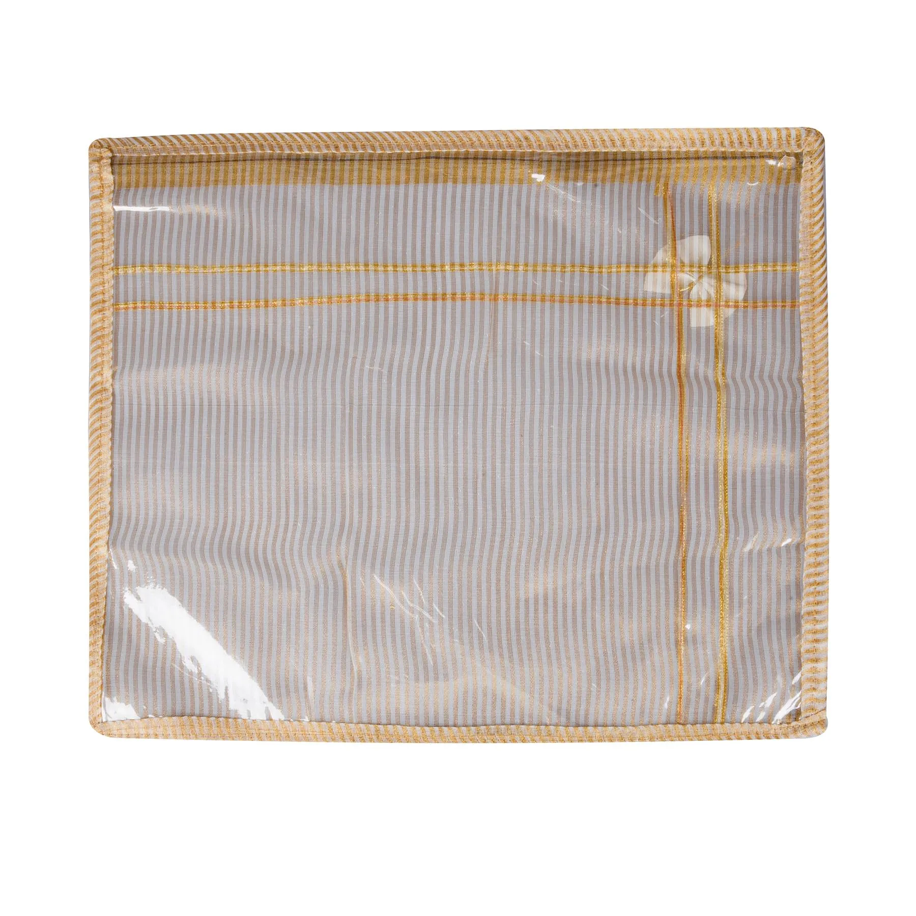 Kuber Industries Saree Cover | Clothes Storage Bag | Single Packing Saree with Zip Closure | Wardrobe Organizer | Cloth Stoarge Organizer | Tissue Lining Bow-Design | Pack of 12 | Golden