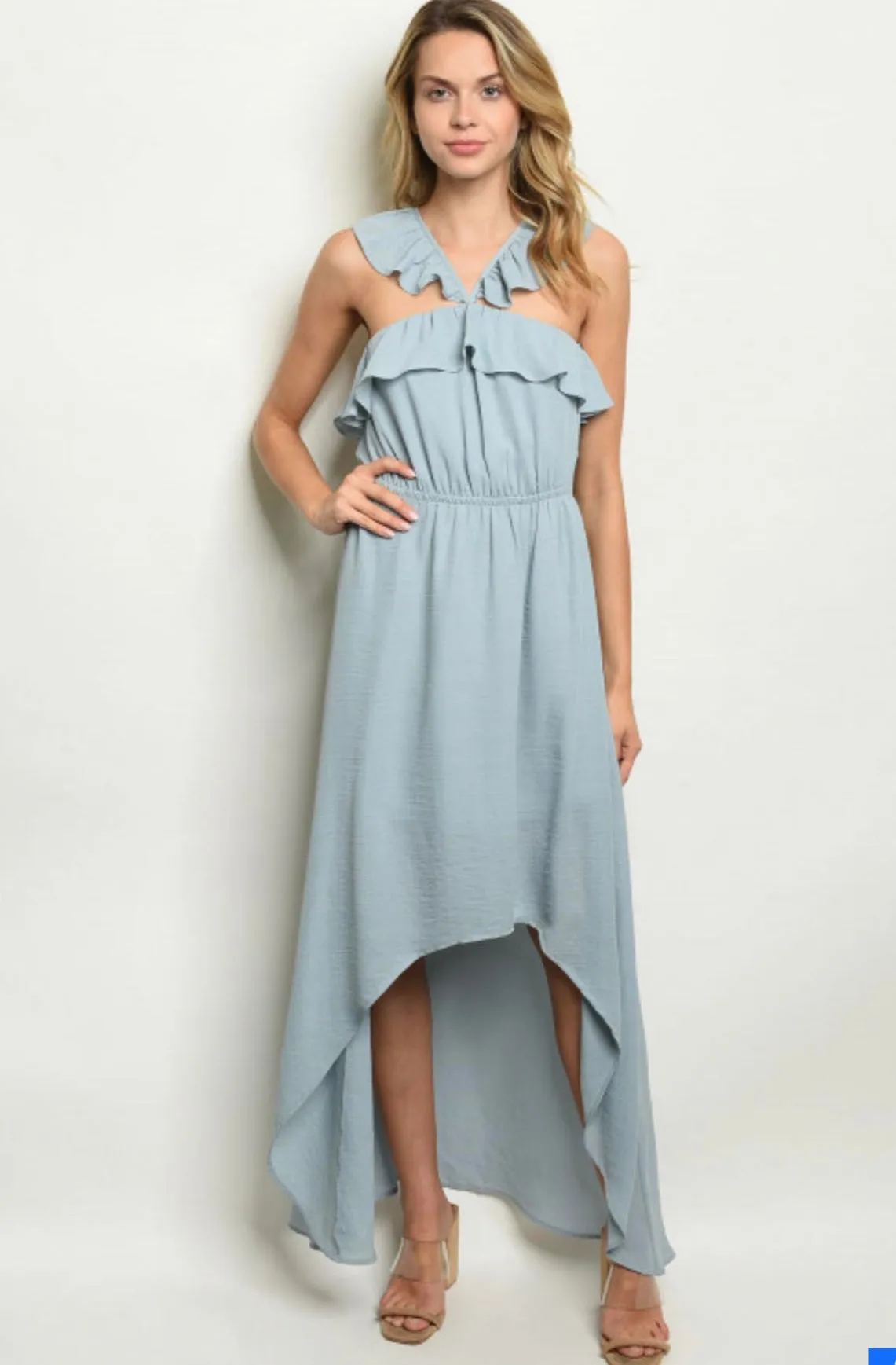 Ladies Ice Blue High Low Dress