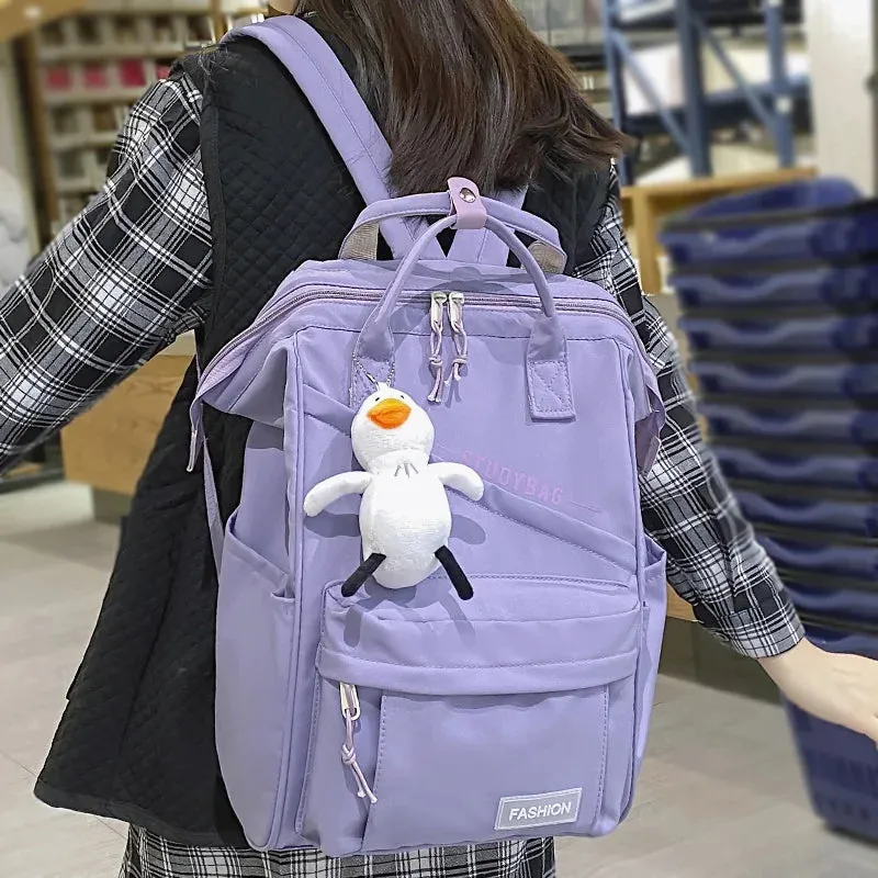 Lady Purple Waterproof Kawaii Backpack Fashion Women Laptop Nylon Mommy Bag Girl Cute Travel Female Rucksack Trendy College Bags