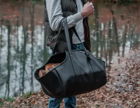 Log Firewood Carrier with sides | Black Log Tote Bag | HandMade