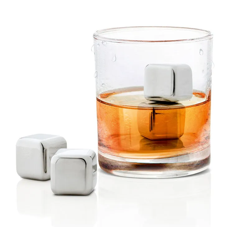 Lounge 4 Piece Stainless Ice Cubes (Set of 2)