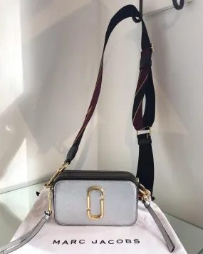 MARC JACOBS Iridescent Silver Colour Block Snapshot Camera Crossbody Bag