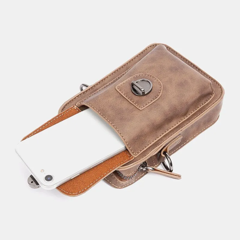 Men Casual Mini Wear-resistant Crossbody Bags Large Capacity 4.7 Inch Phone Bag Waist Belt With Hook