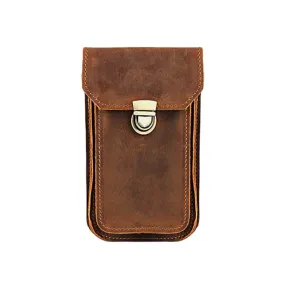 Men Genuine Leather 5.5 6.5 Inch Phone Bag Leather Hanging Waist