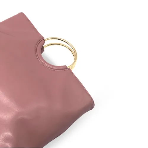 MILLFIELD - Pink Structured Leather Gold Ring Handle Bag