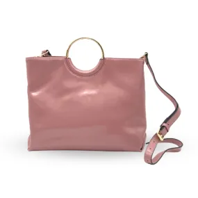 MILLFIELD - Pink Structured Leather Gold Ring Handle Bag