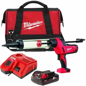 Milwaukee C18PCG/400T-201B 18V Caulking Gun Transparent Tube 400ml with 1 x 2.0Ah Battery & Charger 4933441814