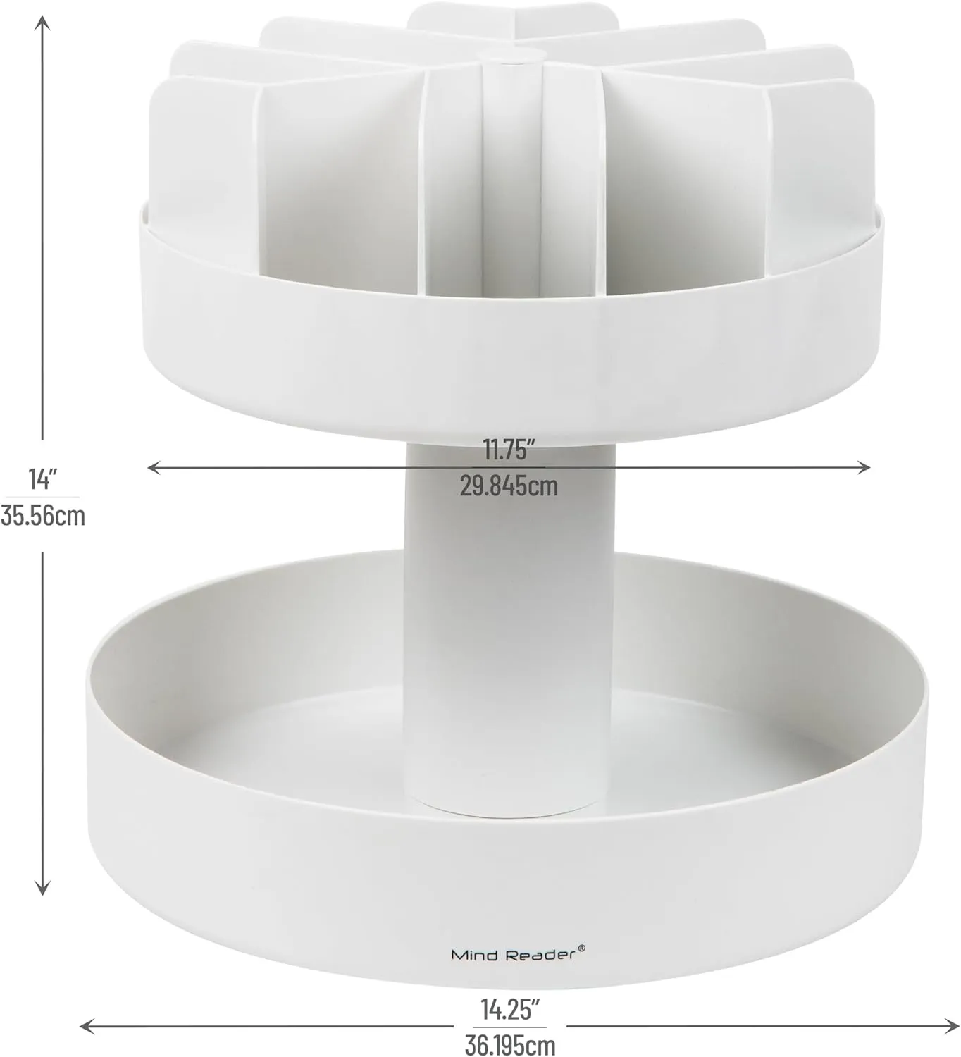 Mind Reader 2-Tier Snack Carousel, Countertop Organizer, Snack Tray, Breakroom, Kitchen, 14.25"L x 14.25"W x 14"H, Black