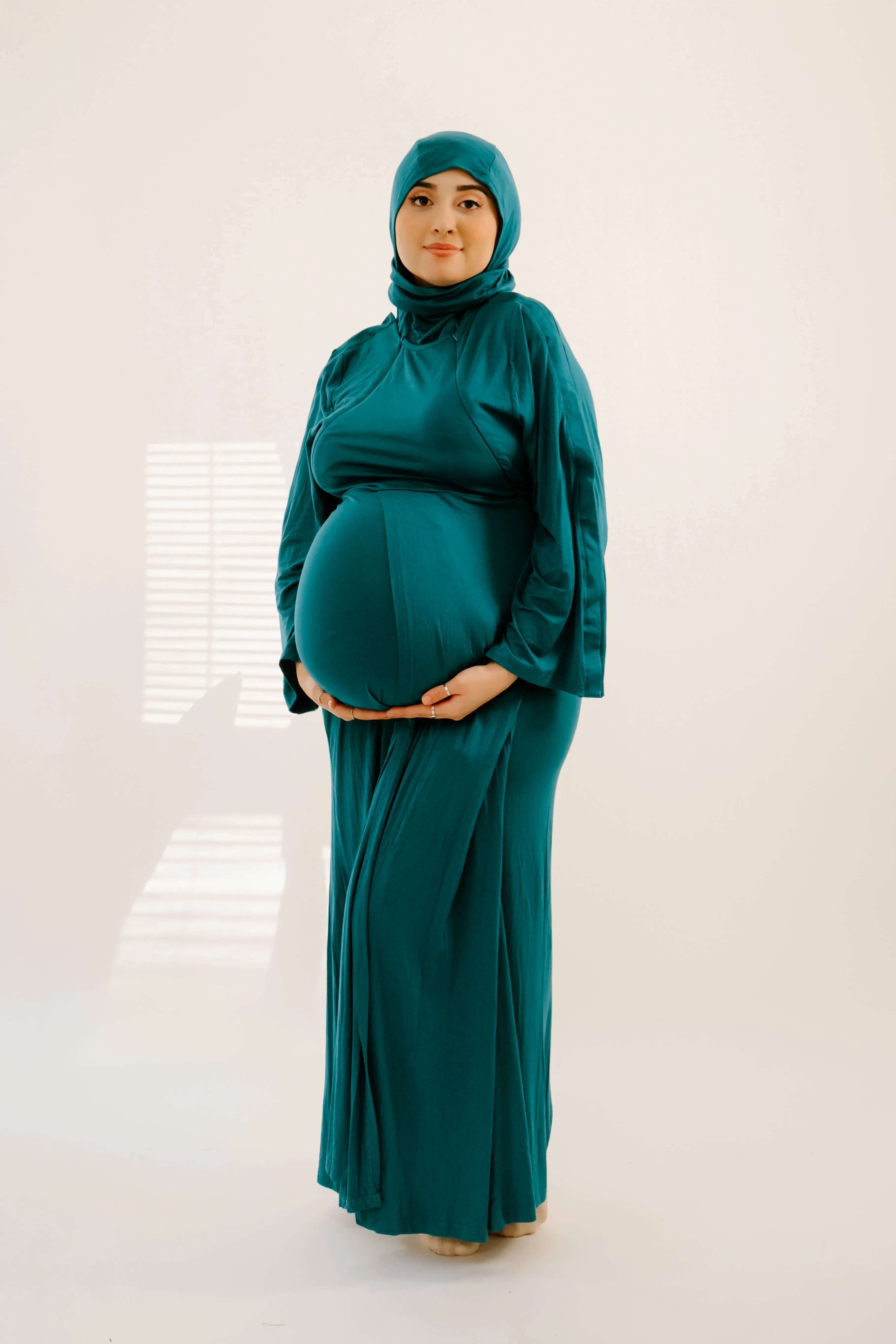 Nadia Labor & Postpartum Gown in Deep Teal