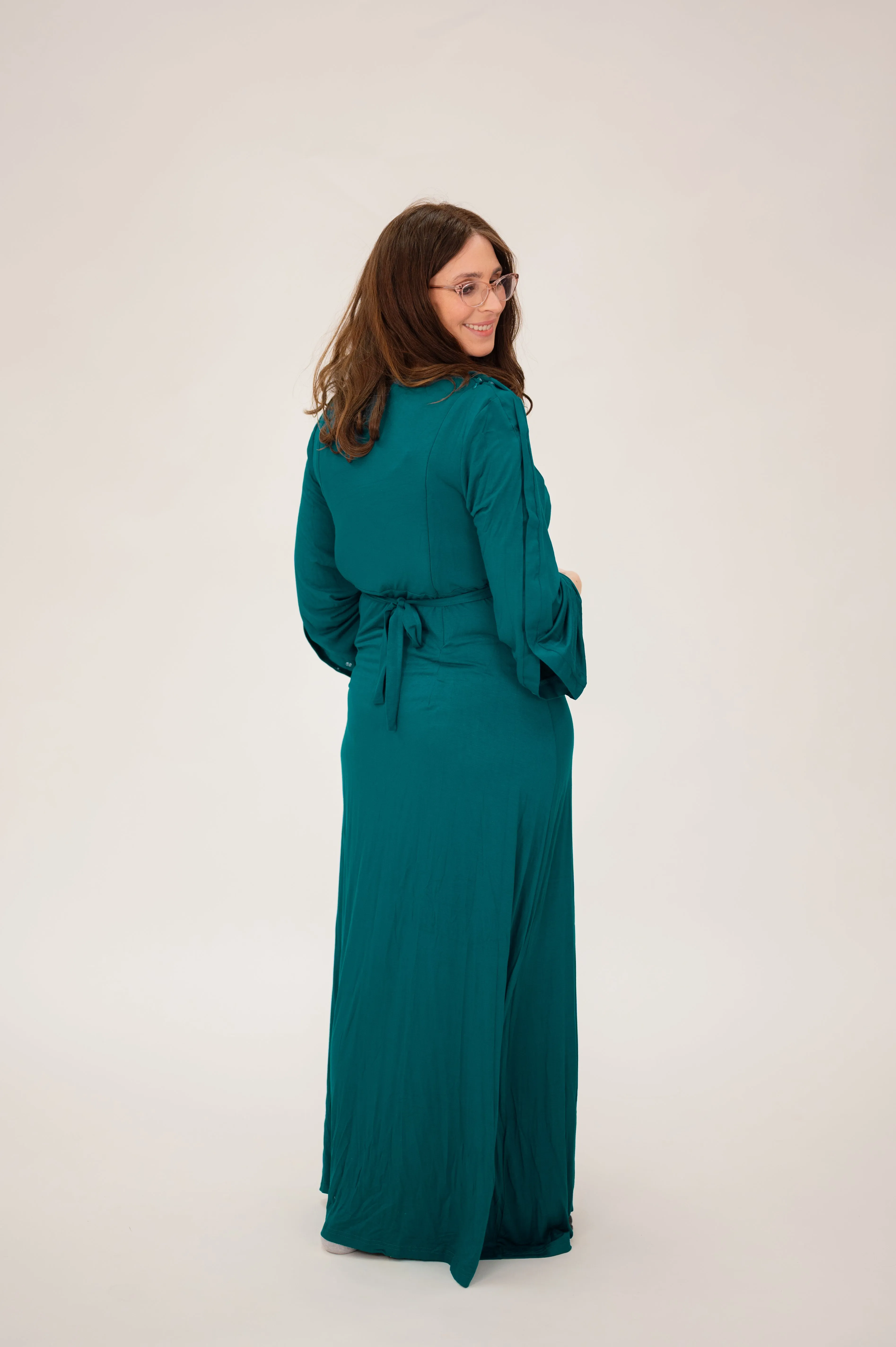 Nadia Labor & Postpartum Gown in Deep Teal