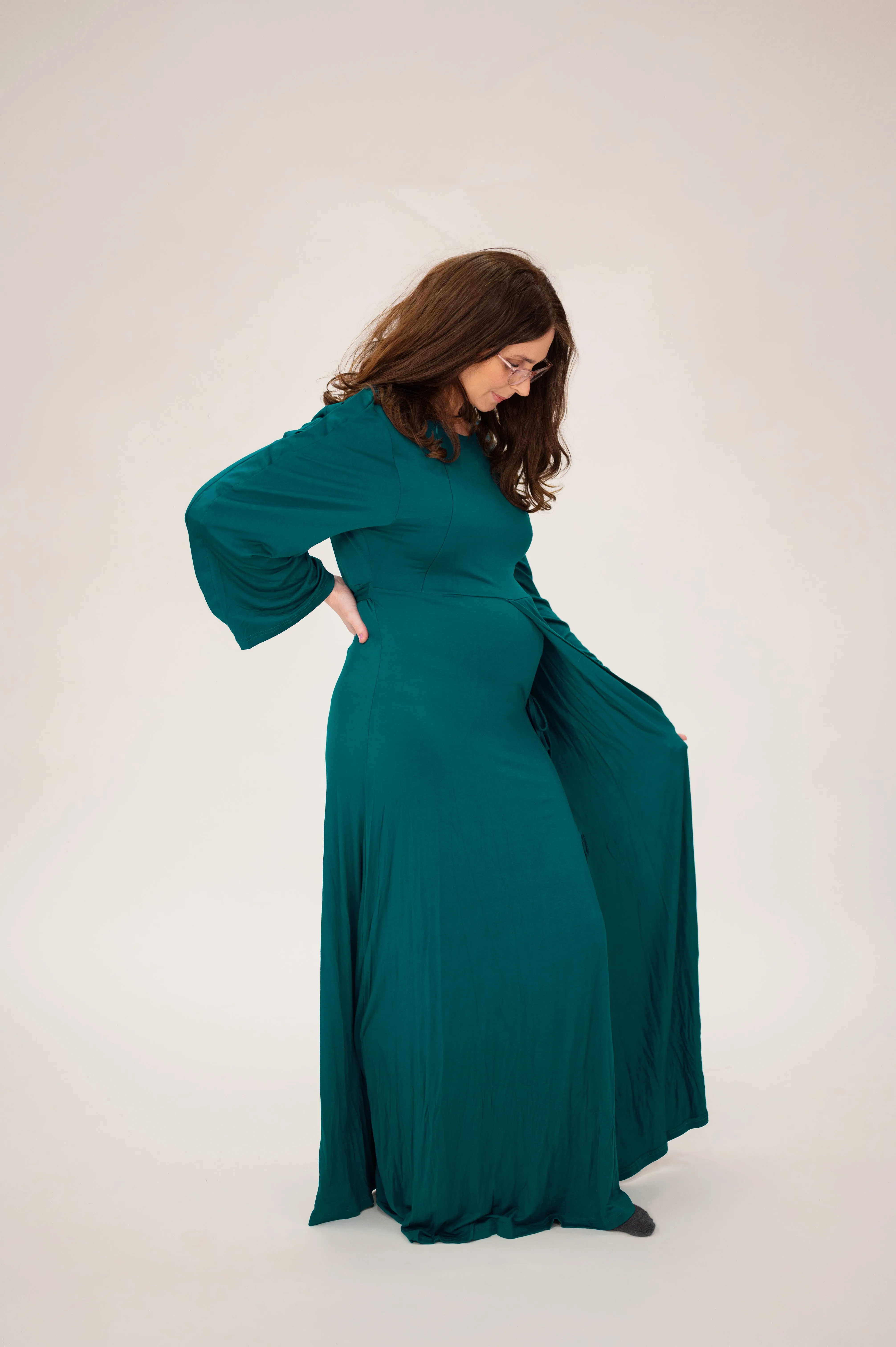 Nadia Labor & Postpartum Gown in Deep Teal