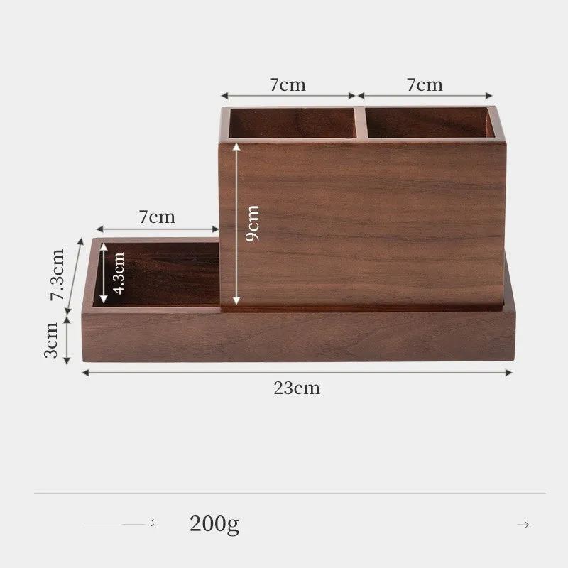 Office Desktop Multifunctional Black Walnut Pen Holder for office use