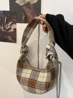 Plaid Pattern Chain Shoulder Bag