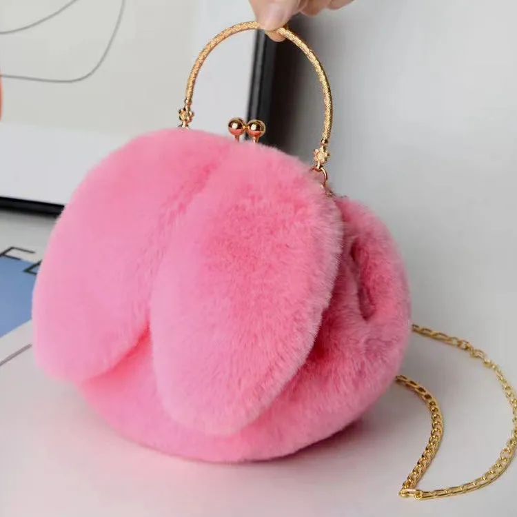 Plush Velvet Chain Crossbody Hand-Held Plush Round Bag