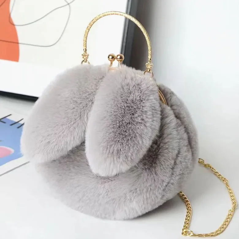 Plush Velvet Chain Crossbody Hand-Held Plush Round Bag