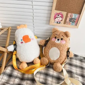 Round Bear & Duck Plush Bag