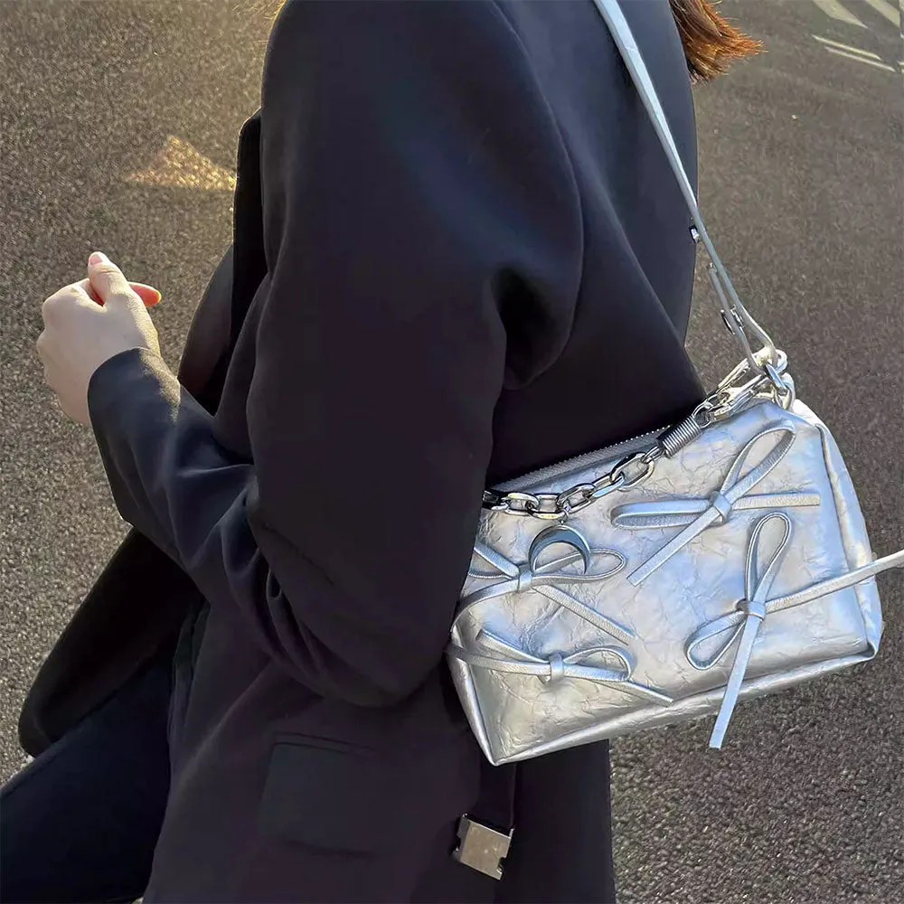 Silver Bows Shoulder Bag