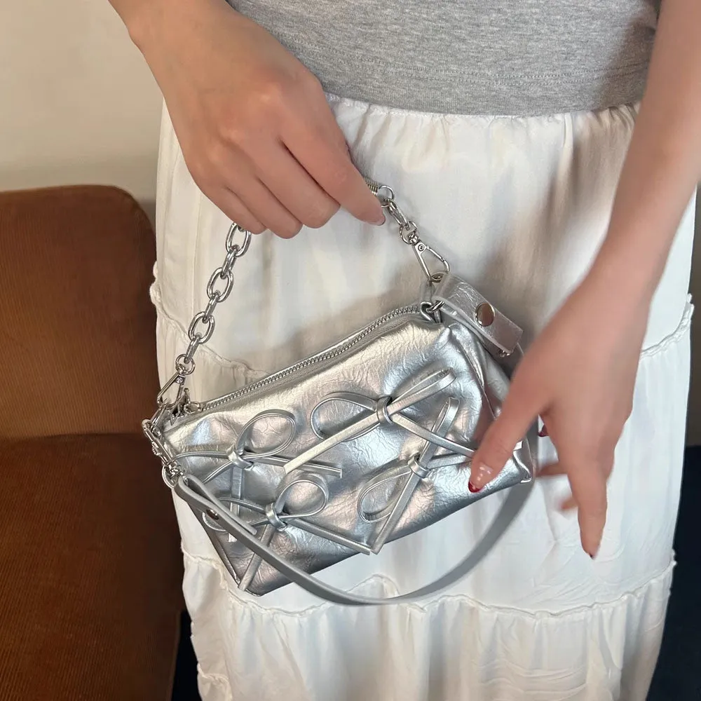 Silver Bows Shoulder Bag