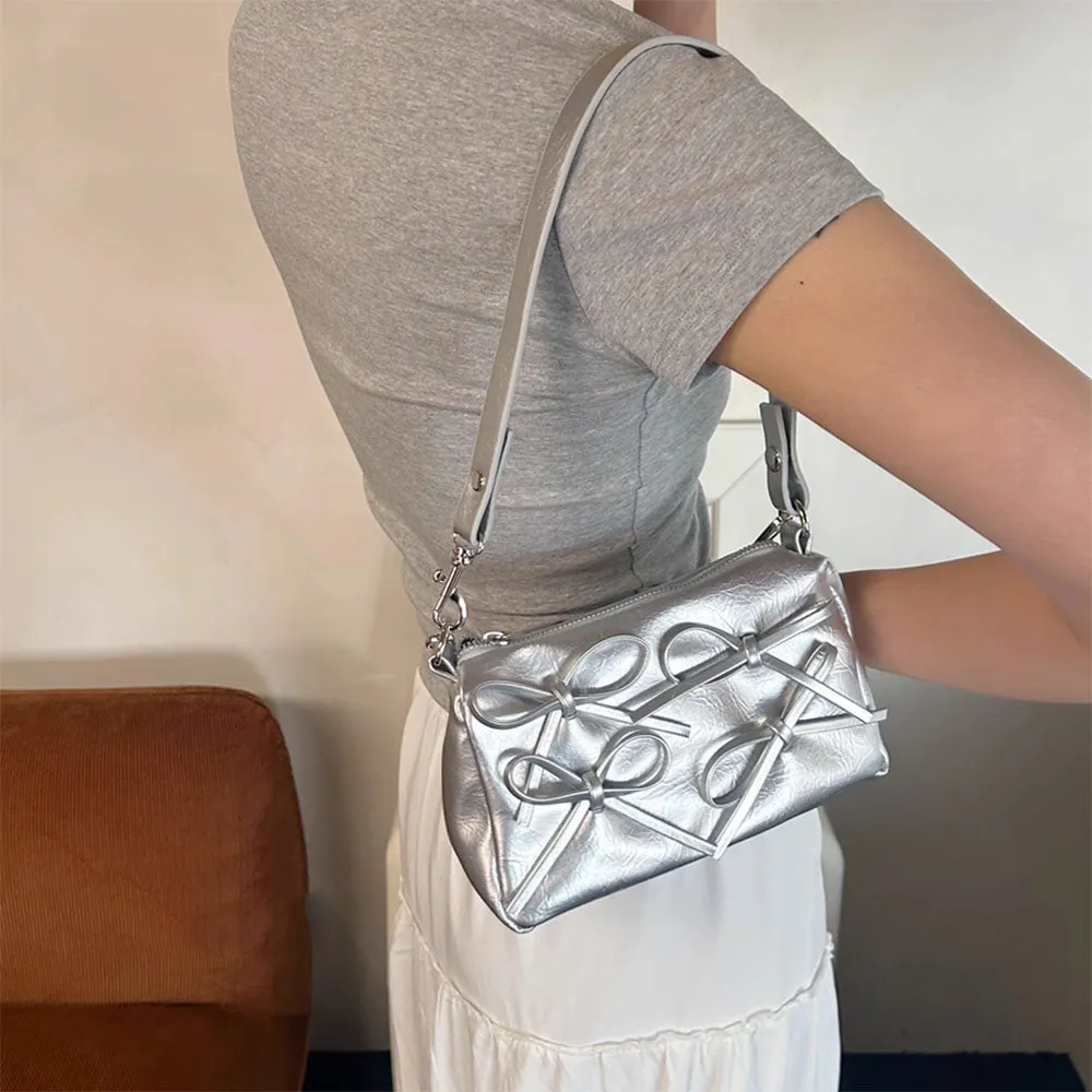 Silver Bows Shoulder Bag