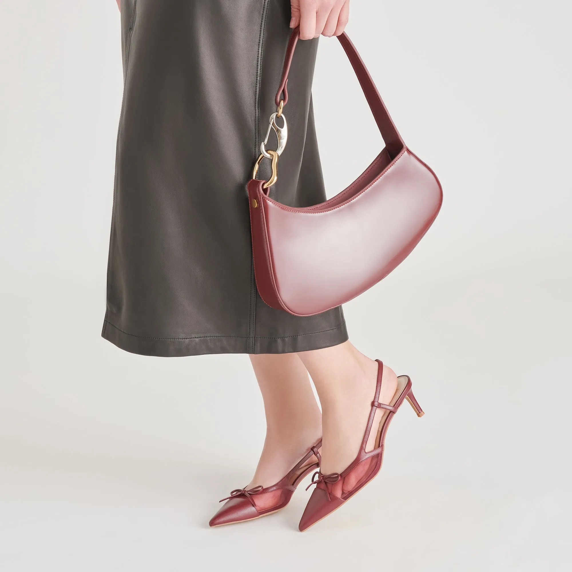 SKYLAR SHOULDER BAG WINE LEATHER