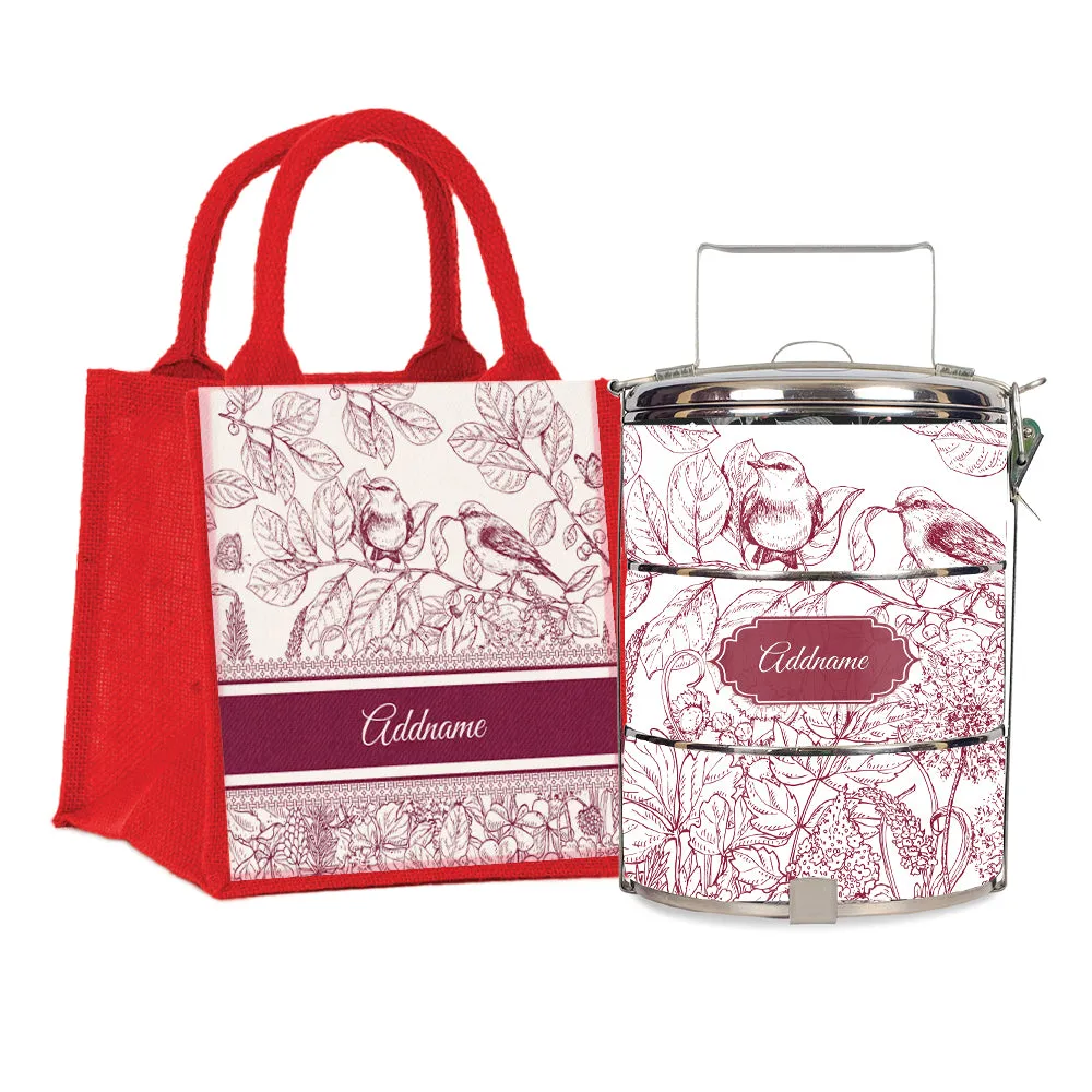 Song Birds Artline Series 3-Tier Standard Medium 14cm Tiffin Carrier [FREE Custom Add Name]