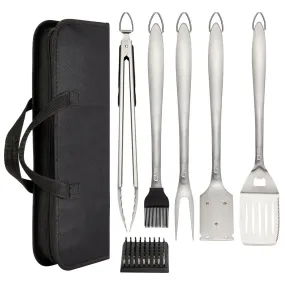 Stainless Steel BBQ Tools Set Spatula Fork Tongs Brush Skewers