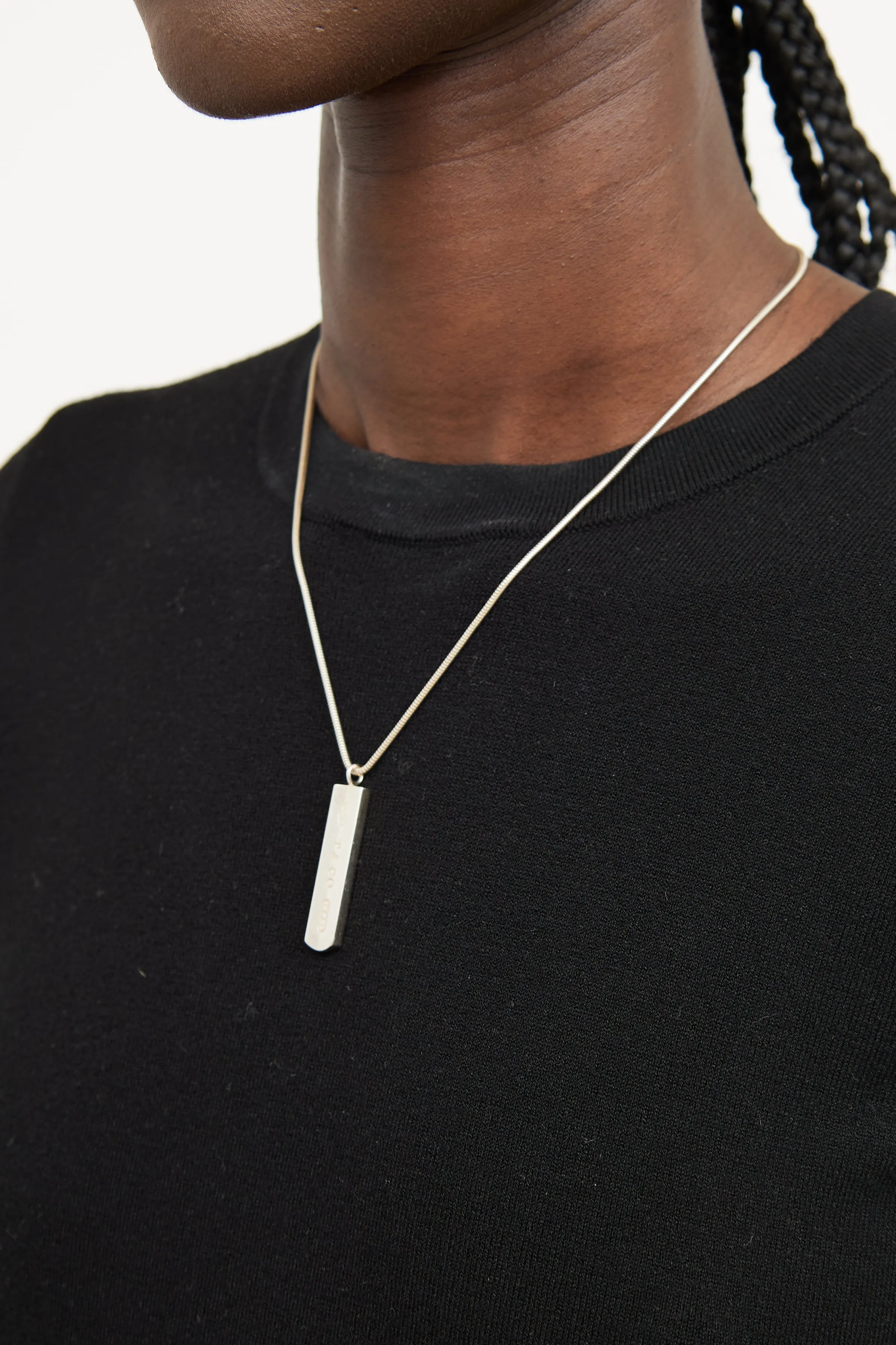 Sterling Silver Chain Bar Necklace