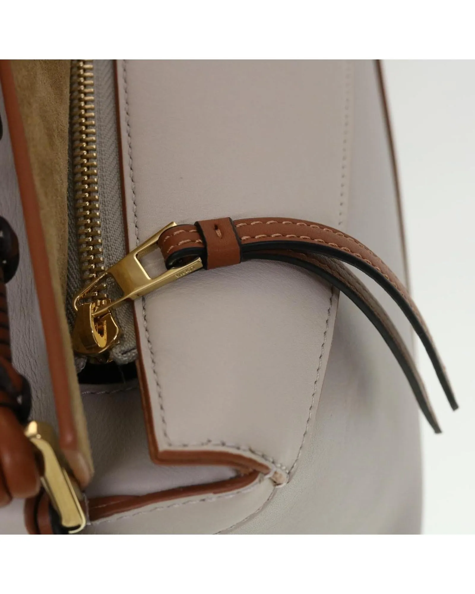 Taupe Leather Shoulder Bag with Puzzle Edge Design