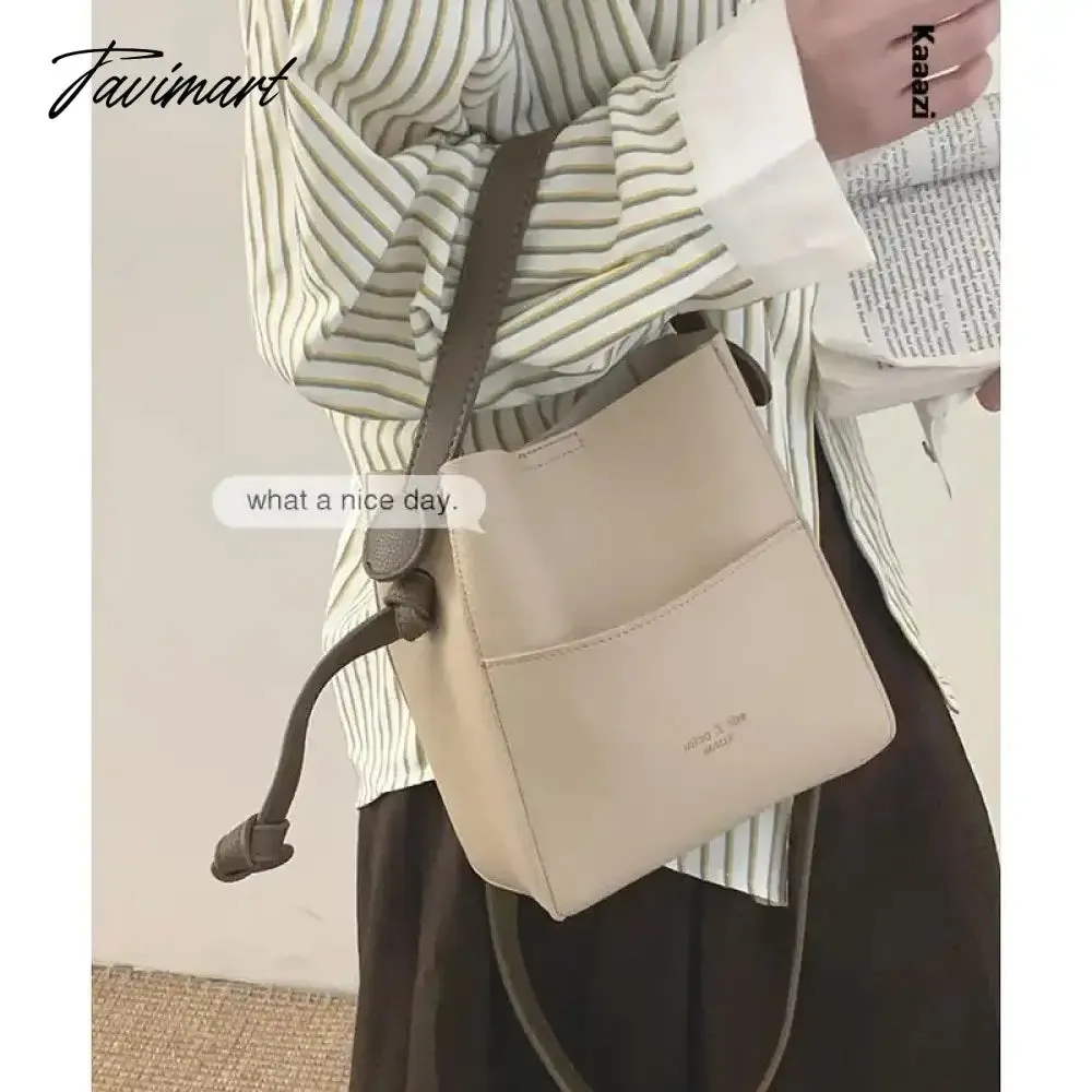 Tavimart Designer Underarm Shoulder Bag Luxury Ladies Bucket Handbag New Fashion Casual Versatile Leather Crossbody Bag High Quality