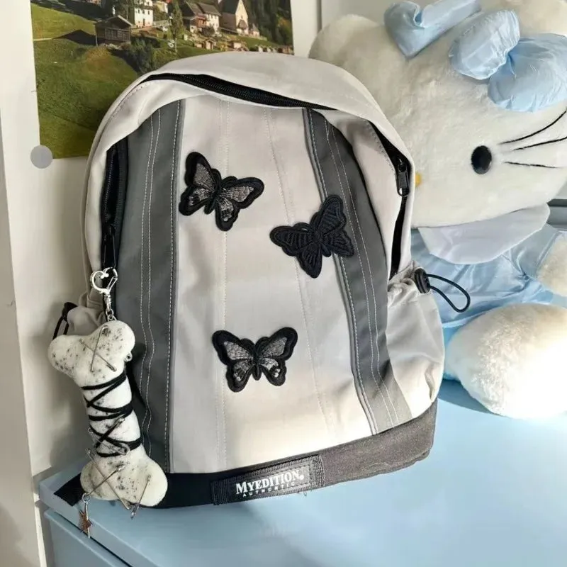 TAVIMART  -  Y2k Gothic Womens Backpack Butterfly Patchwork Student School Backpacks Large Capacity Vintage Fashion Designer Luxury Bag