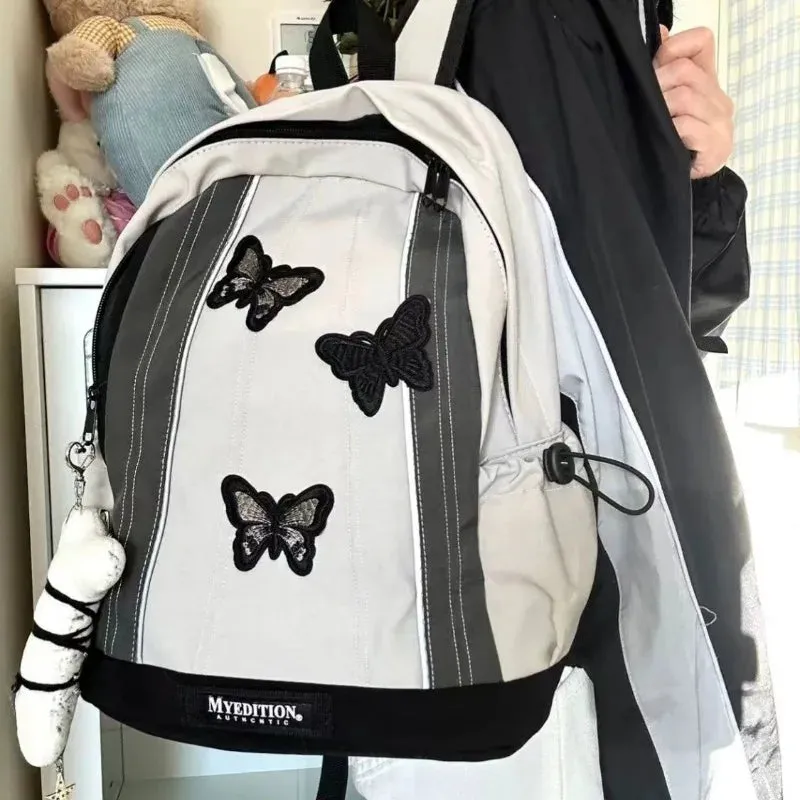 TAVIMART  -  Y2k Gothic Womens Backpack Butterfly Patchwork Student School Backpacks Large Capacity Vintage Fashion Designer Luxury Bag