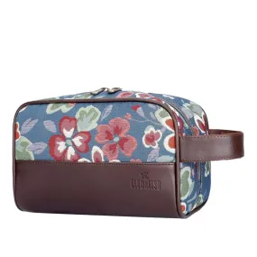 The Clownfish Flossy Multipurpose Tapestry Travel Pouch Toiletry Bag Shaving Kit Bag for Men Make-Up Pouch for Women Toiletry Bag for Men Travel Kit for Men & Women (Light Blue-Floral)