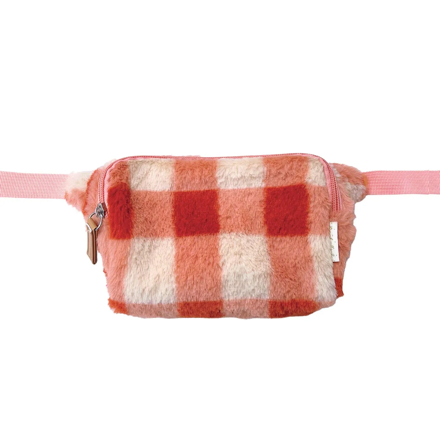 The Furry Checked Bum Bag - Pink - KIDS